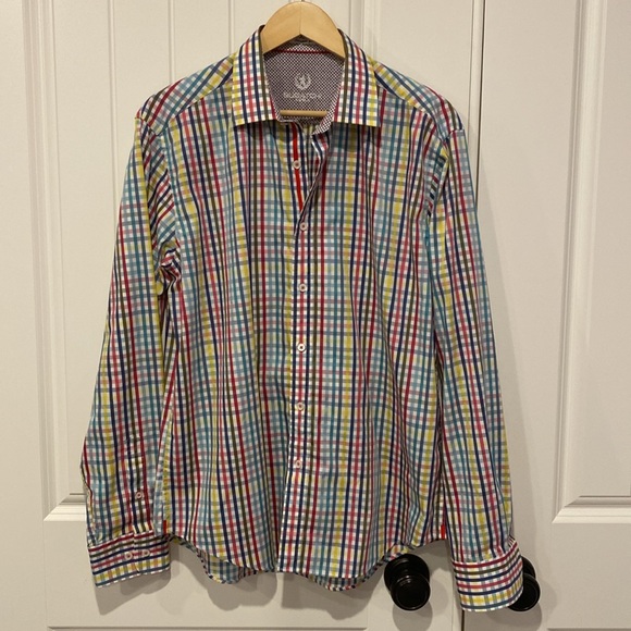 Bugatchi Uomo Shaped Fit Cotton Men’s button down long sleeved shirt - Picture 5 of 9